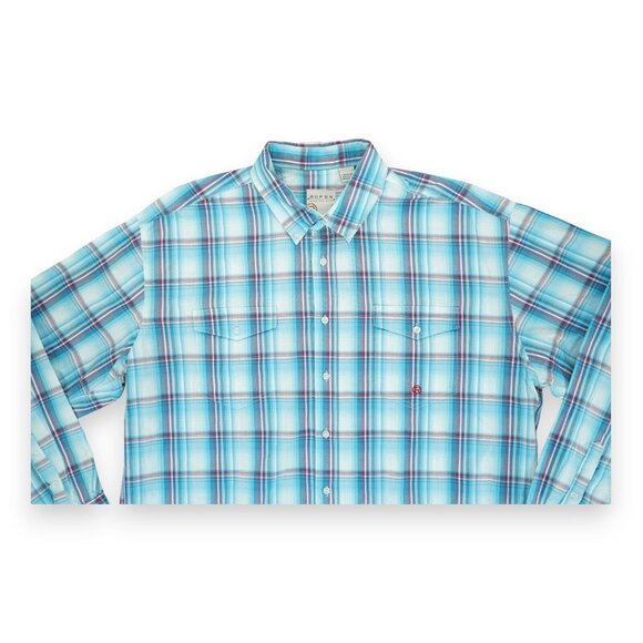 ROPER Men's Shirt Size 2XL Wear The West Plaid Blue Plaid Blue Button Down - Picture 3 of 6